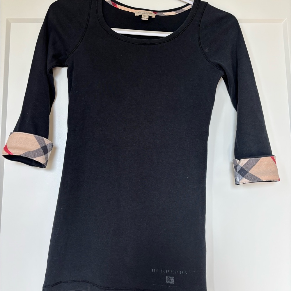 Burberry Black Top with Check Detail